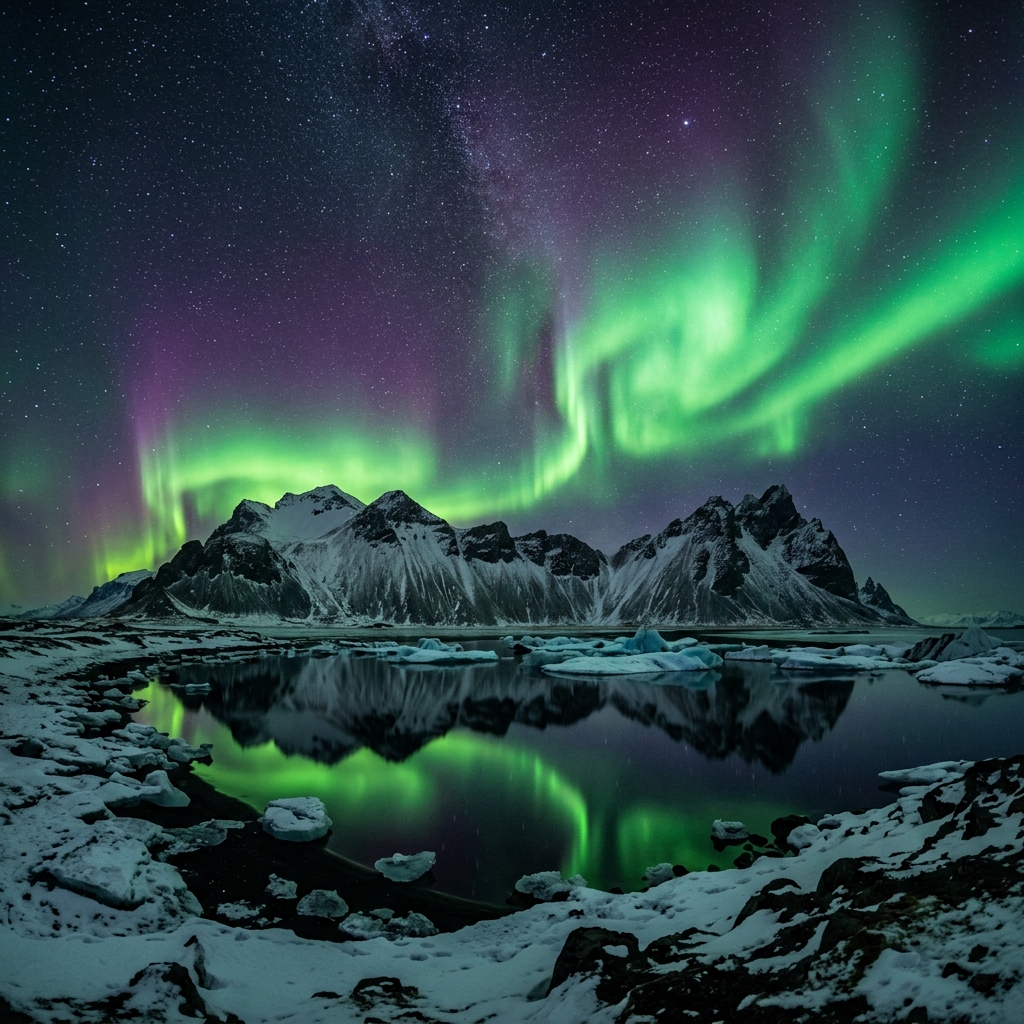 Islanda — aurora boreale e ghiacciai